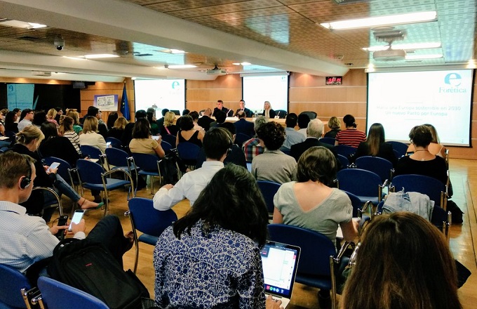 Acto de presentación de New Deal for Europe en la sede de la Comisión Europea en Madrid