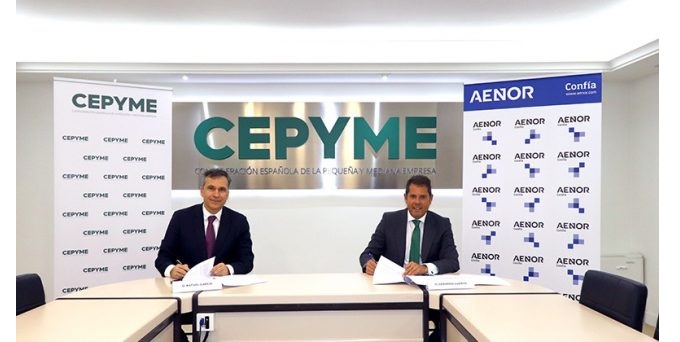 Rafael García Meiro (izda.), CEO de Aenor, y Gerardo Cuerva Valdivia, presidente de Cepyme