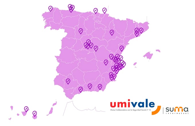 Los centros asistenciales de Umivale se convierten en puntos violeta contra la violencia de género