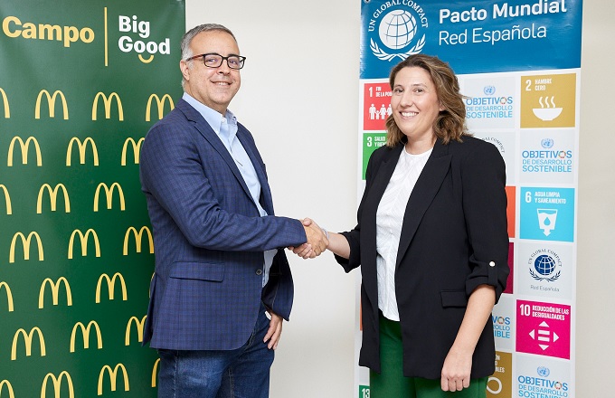 Luis Quintiliano, presidente de McDonald's España, y Cristina Sánchez, directora ejecutiva del Pacto Mundial de la ONU España
