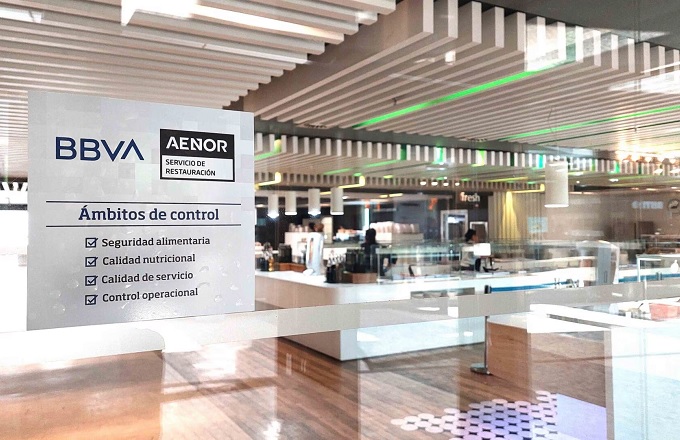 Aenor certifica la calidad y seguridad de los servicios de restauración en los edificios de BBVA