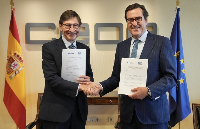 José Ignacio Goirigolzarri, presidente de CaixaBank, y Antonio Garamendi, presidente de la Confederación Española de Organizaciones Empresariales (CEOE)