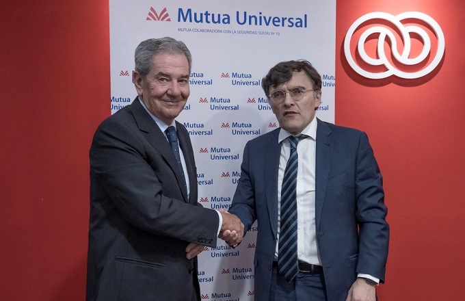 Juan Güell, director gerente de Mutua Universal, y Alberto Durán, vicepresidente ejecutivo de la Fundación ONCE