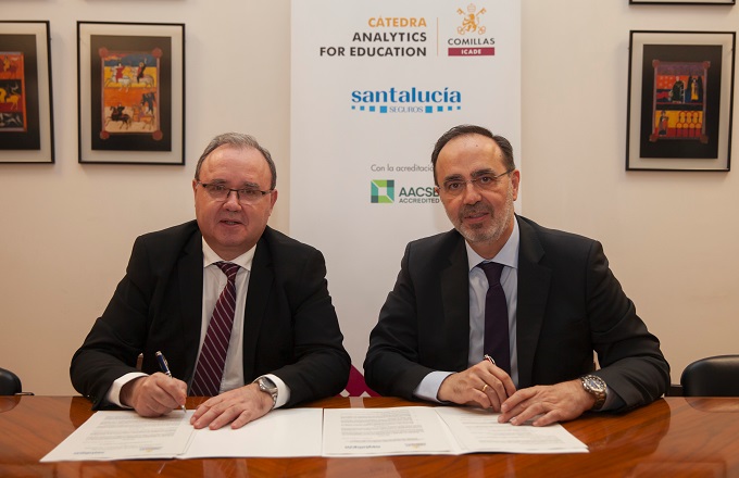 Enrique Sanz Giménez-Rico (izda.), rector de la Universidad Pontificia Comillas, y Andrés Romero, consejero director general de Santalucía