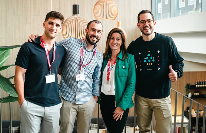 Desde la izquierda: Xavi Martí, partner manager de Factorial, Marc Conesa, head of channel de Factorial, Beatriz Buenestado, del equipo de desarrollo de Opentix, y Marcel Queralt,  vicepresidente de alianzas estratégicas de Factorial, en el Partner Facts 2024.