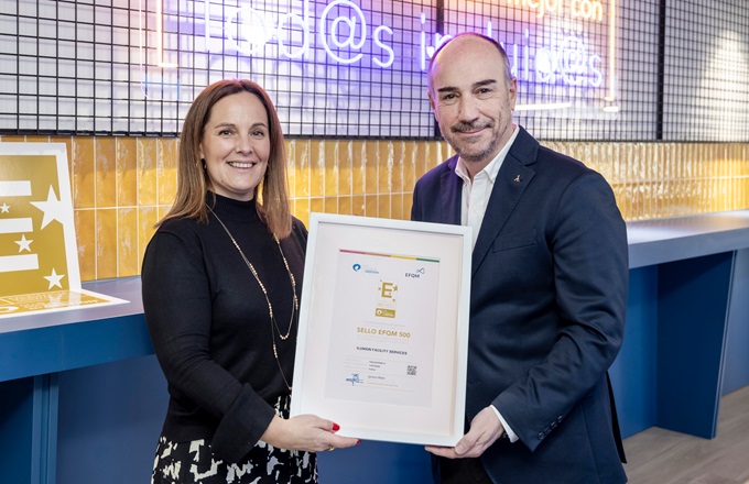 Susana Fábregas, directora de socios y sostenibilidad del Club Excelencia en Gestión, y Jaime Calzado, director general de Ilunion Facility Services
