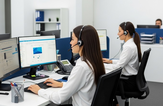 Trabajadoras de un contact center
