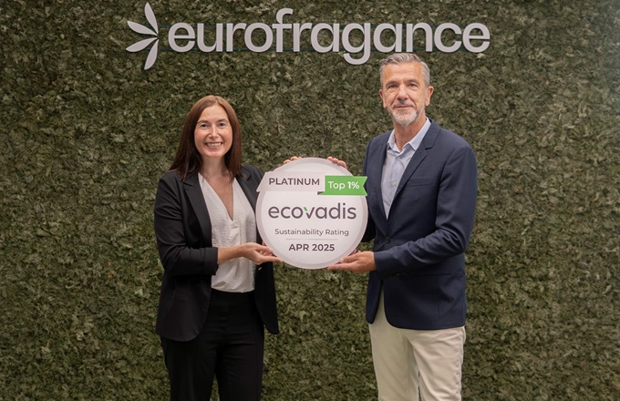 Imagen de Diana March, chief sustainability & technical compliance officer de Eurofragance, y Laurent Mercier, CEO de la compañía.