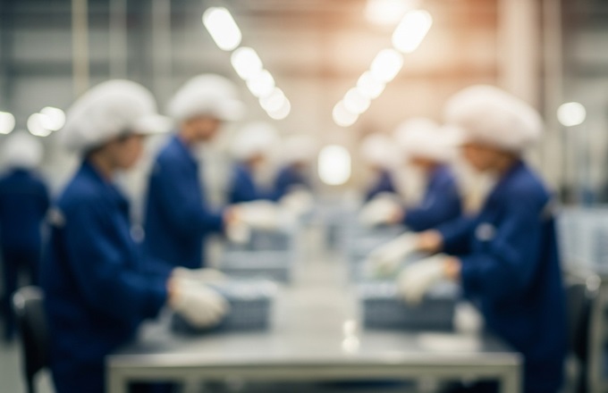 Imagen de operarios trabajando en una línea de producción