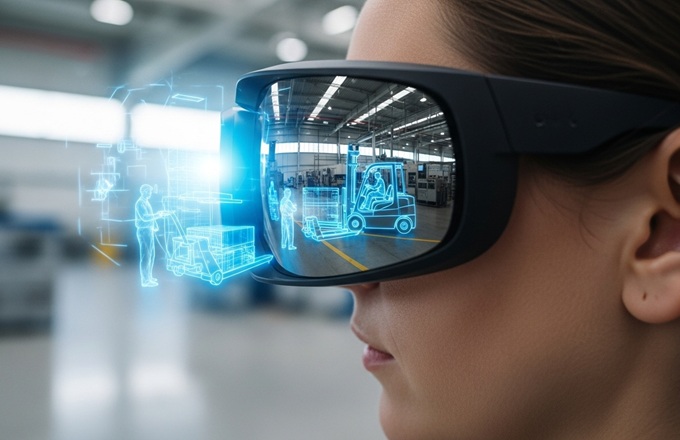 Imagen de una persona usando gafas de realidad mixta