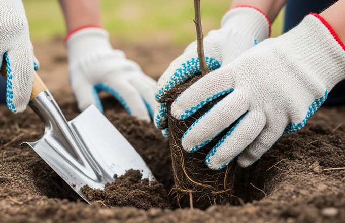 Imagen de dos personas plantando un arbol