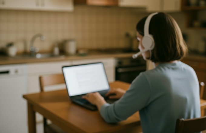 Imagen de una persona teletrabajando