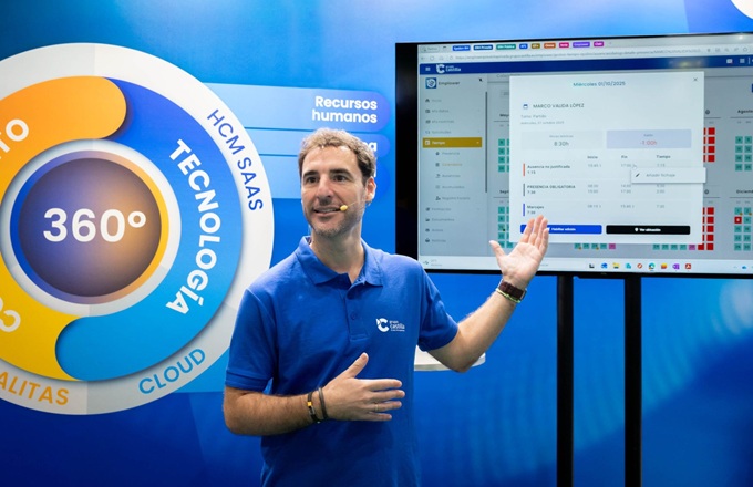 Imagen de Francisco José César, responsable de preventa de Grupo Castilla, durante la presentación de Emplower Time en HR Expo 2025.