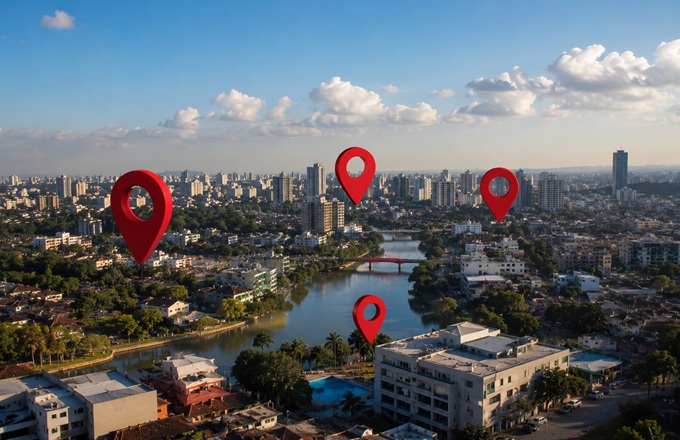 Ciudad con ubicaciones