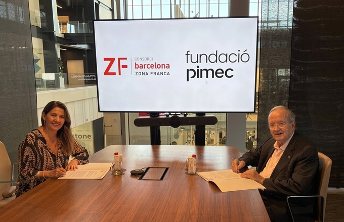 Blanca Sorigué, directora general del CZFB, y Josep González, presidente de la Fundació Pimec