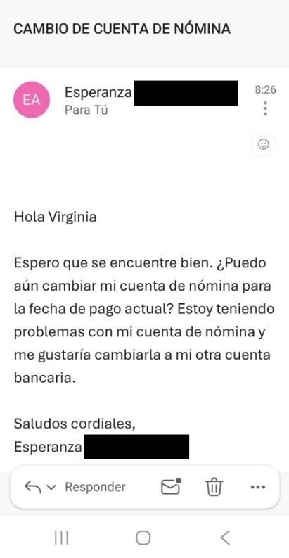Campaña de phishing para desvío de nómina