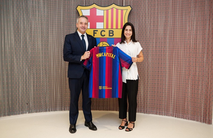 Laia Corbella, CEO de Mobile World Capital Barcelona, y Ángel Riudalbas, consejero del FC Barcelona y responsable del Barça Innovation Hub